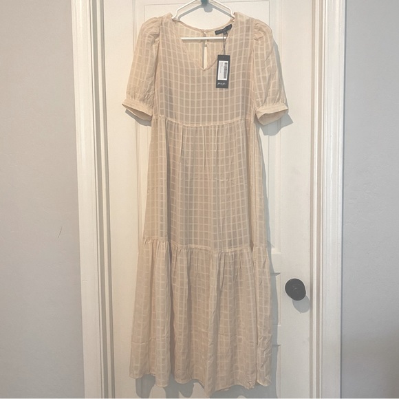 Nasty Gal Checked Puffed Sleeve Midaxi Dress - Picture 2 of 9